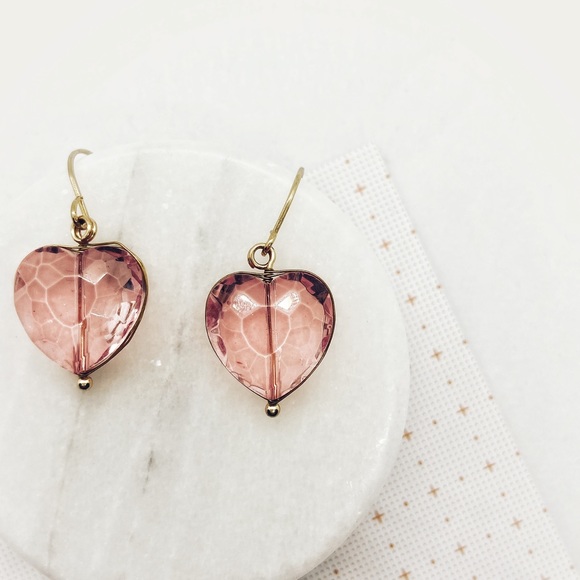 BADU | pink swarovski heart drop earrings - Picture 5 of 5